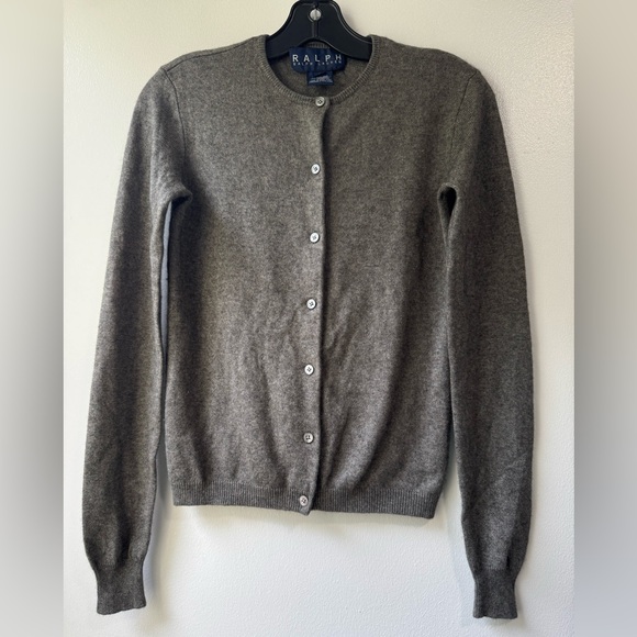 Vintage Ralph By Ralph Lauren Gray Silk Cashmere Sweater Cardigan Sz S - Picture 1 of 9